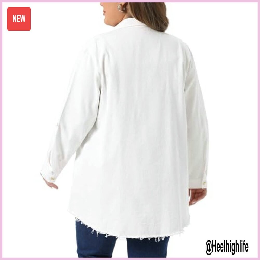 Plus Size Chambray Button Down Shirt Regular Fit … - image 5